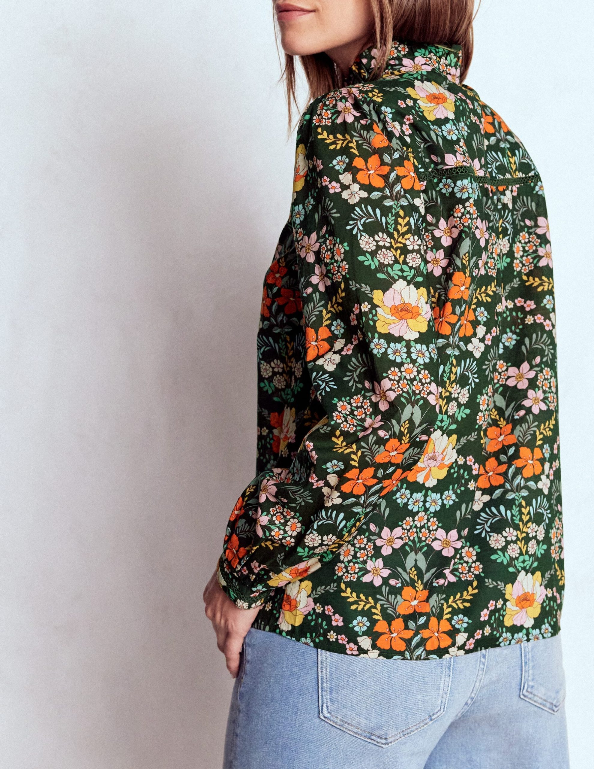 Helena Cotton Top-Green. Flourishing Garden - Image 4