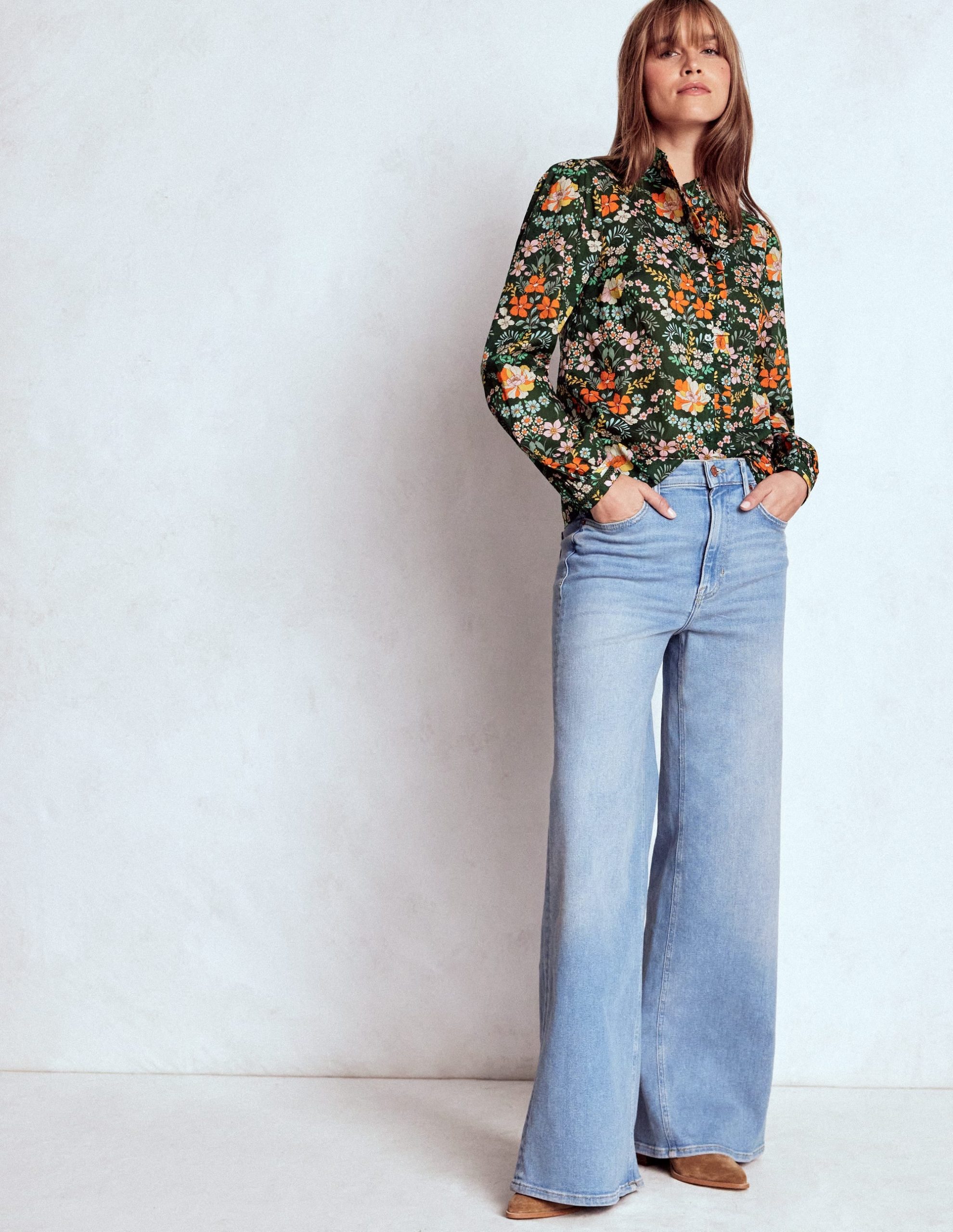 Helena Cotton Top-Green. Flourishing Garden - Image 5