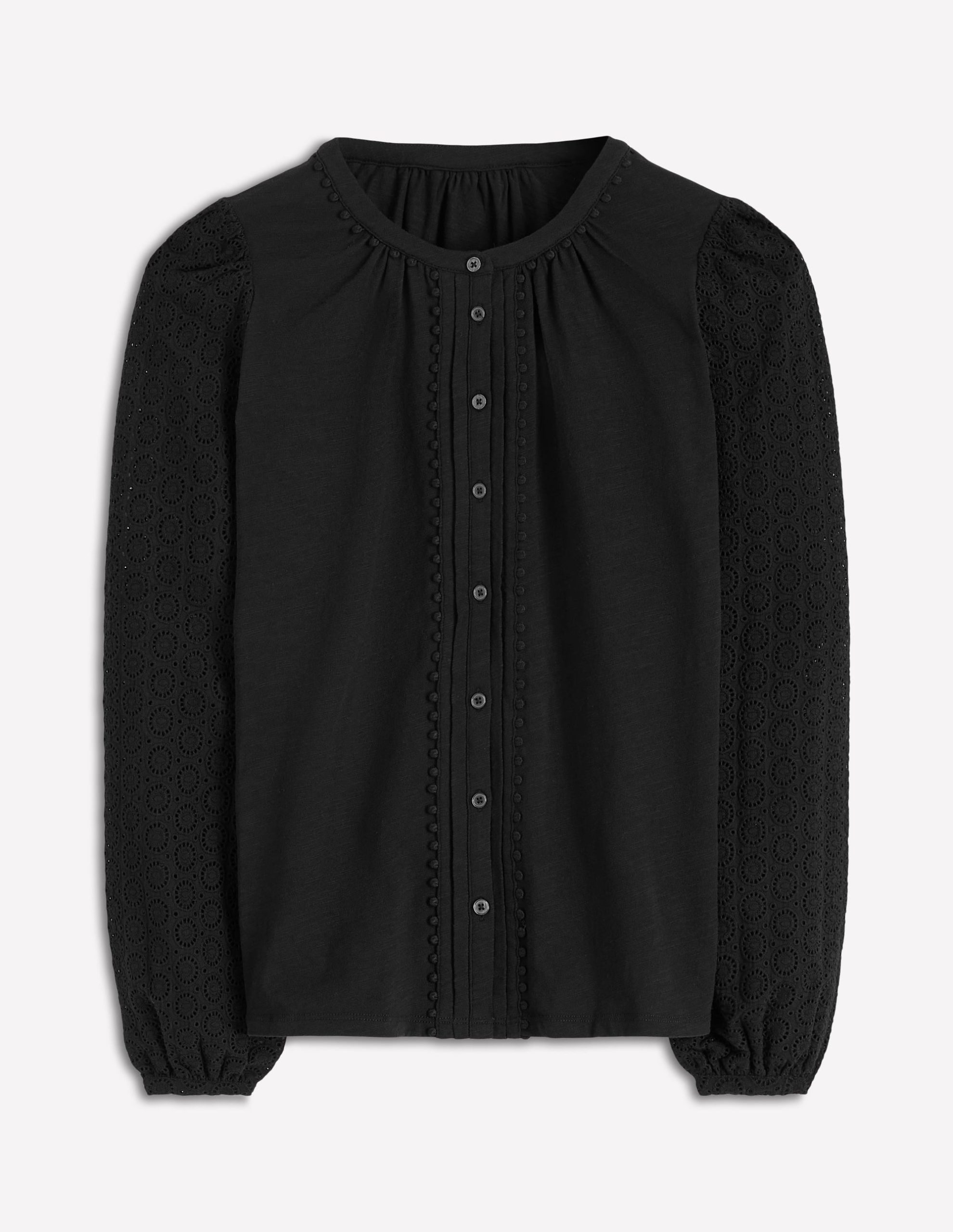 Eden Broderie Jersey Shirt-Black - Image 6