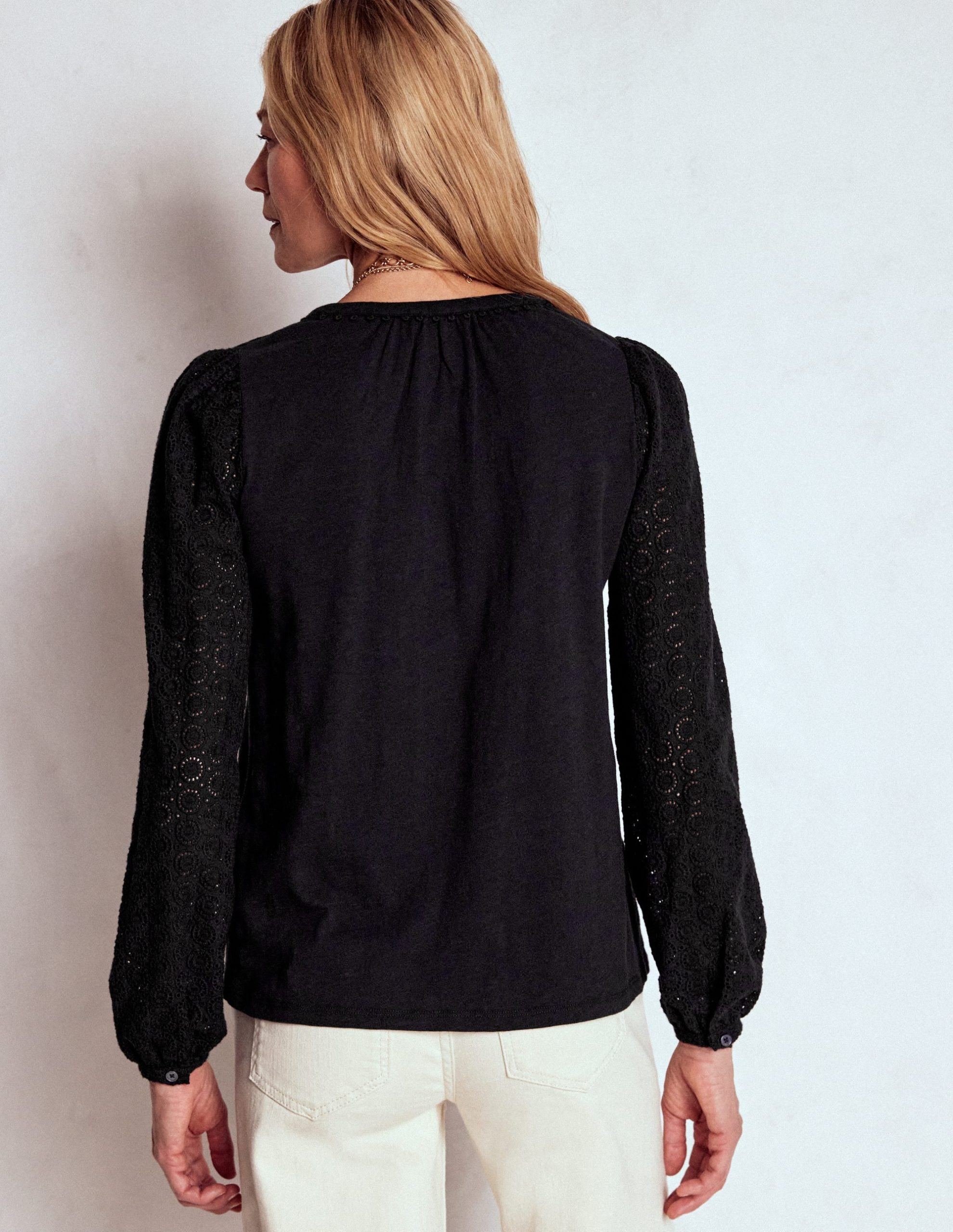 Eden Broderie Jersey Shirt-Black - Image 3