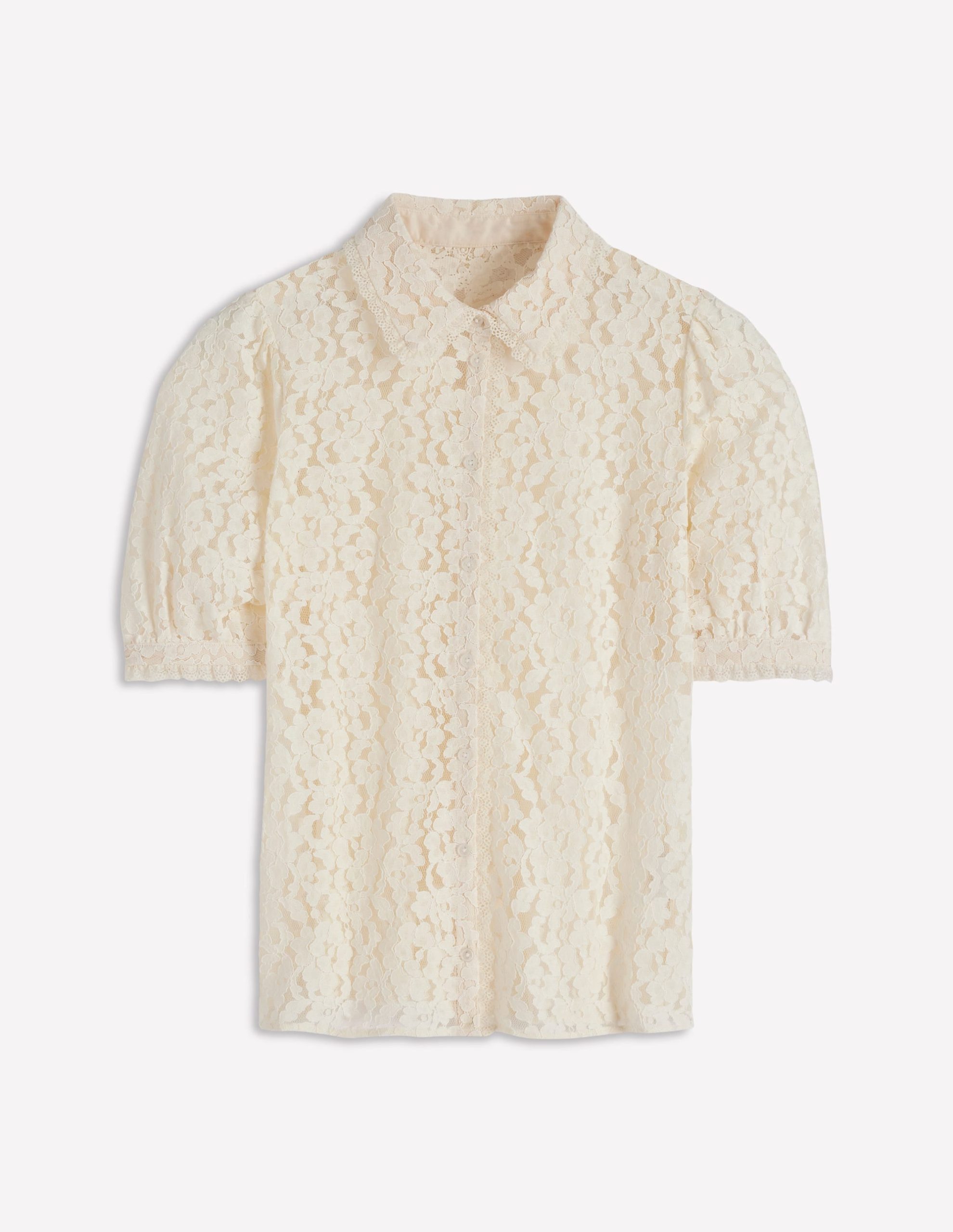 Short Sleeve Lace Blouse-Ivory - Image 5