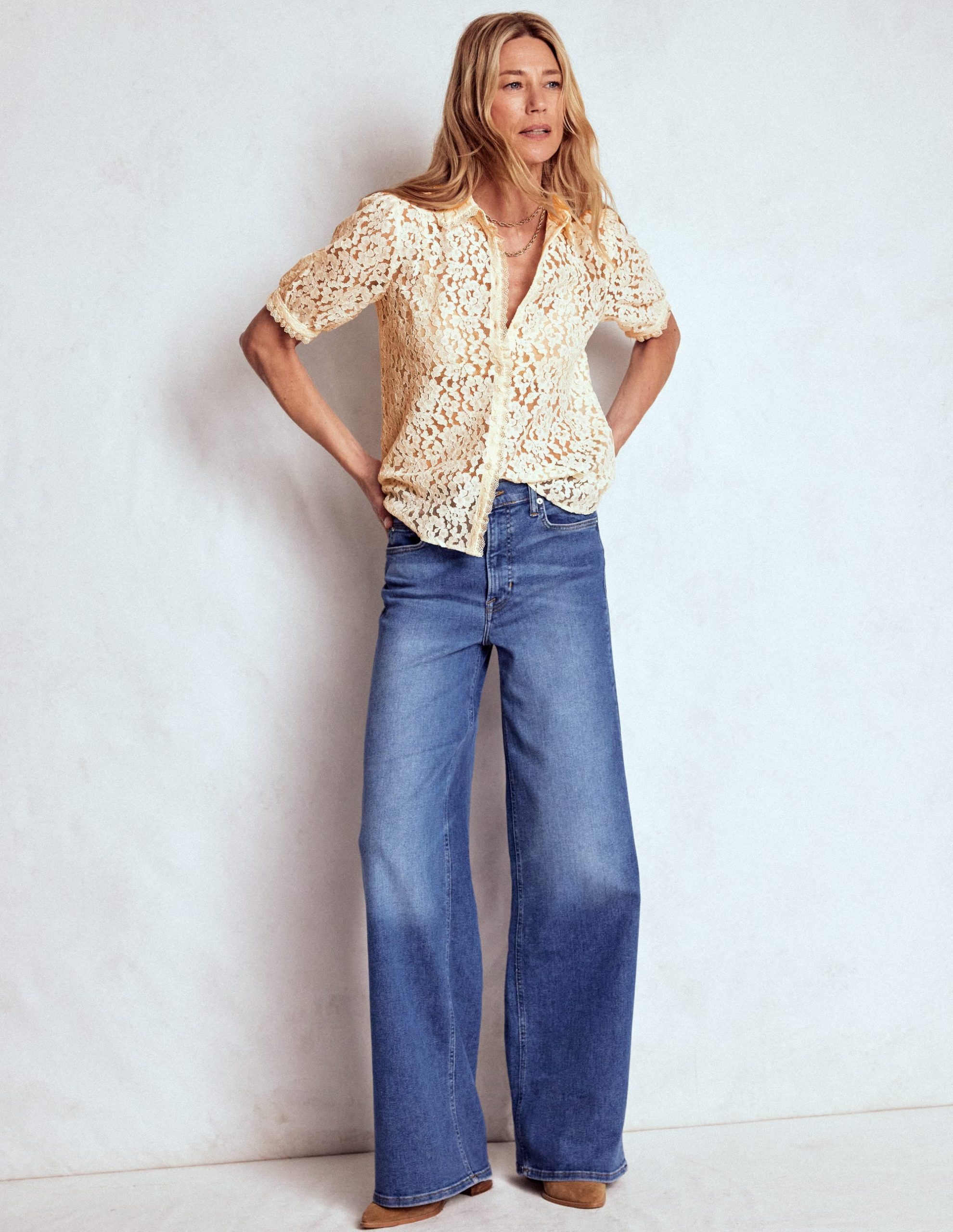 Short Sleeve Lace Blouse-Ivory - Image 4