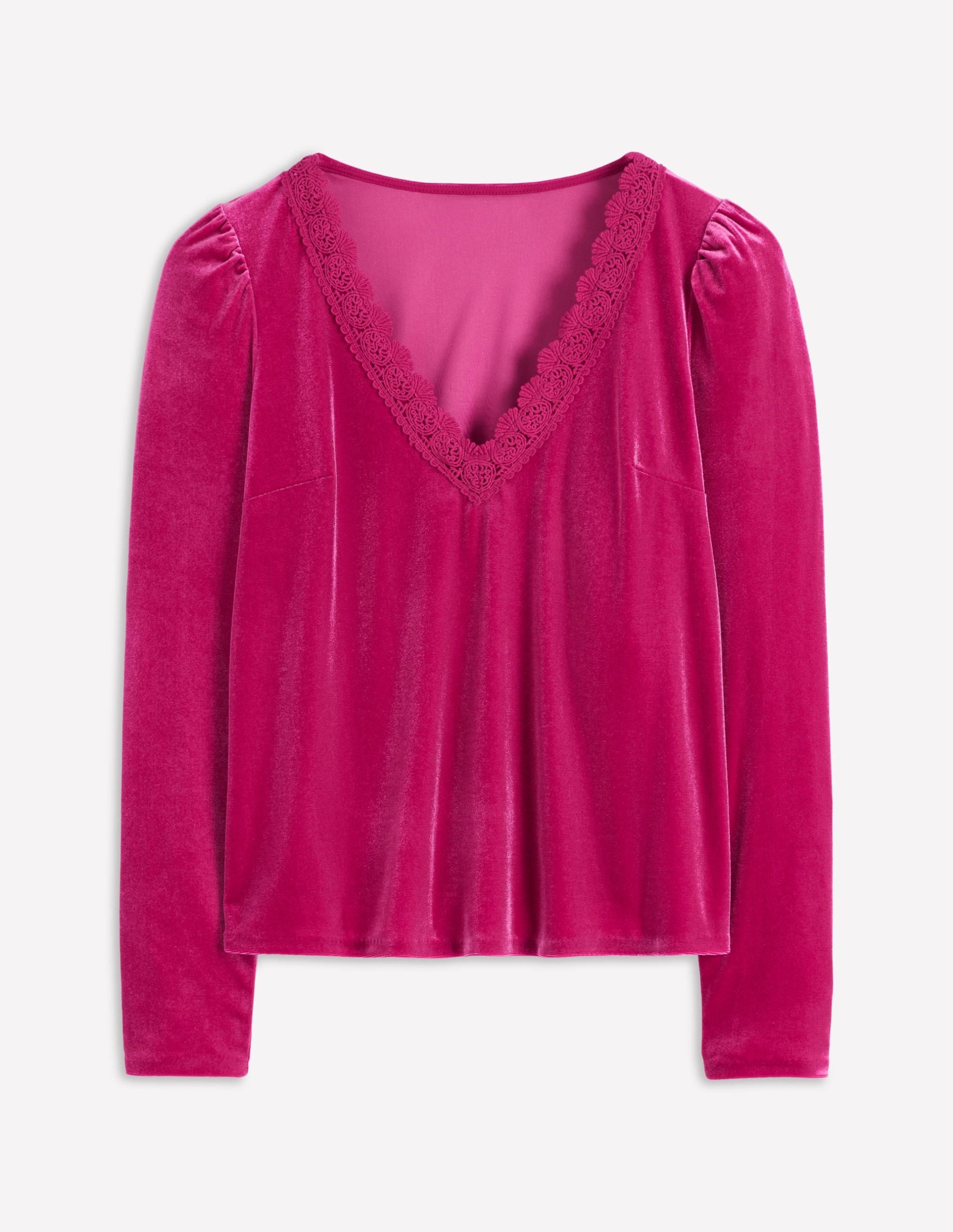 Flora V-Neck Velvet Top-Cherry Jam - Image 5