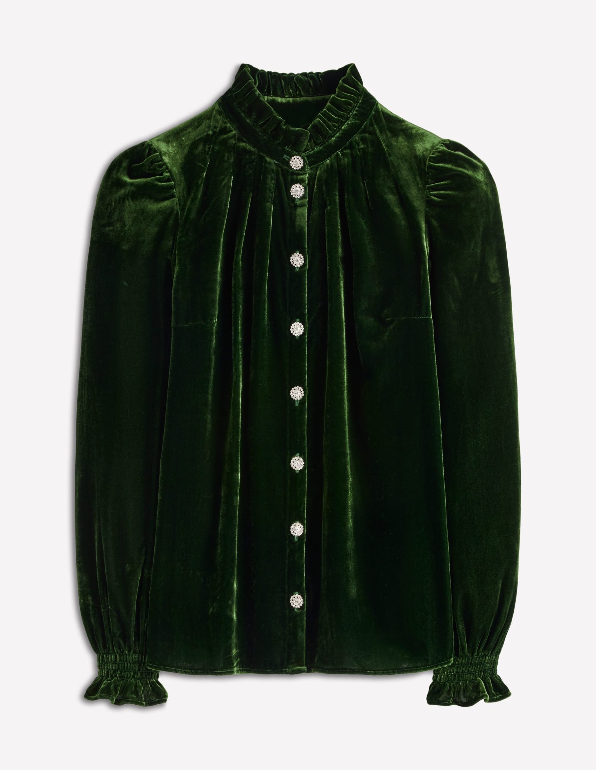 Lorna Pleat Neck Velvet Top-Green Fir - Image 6