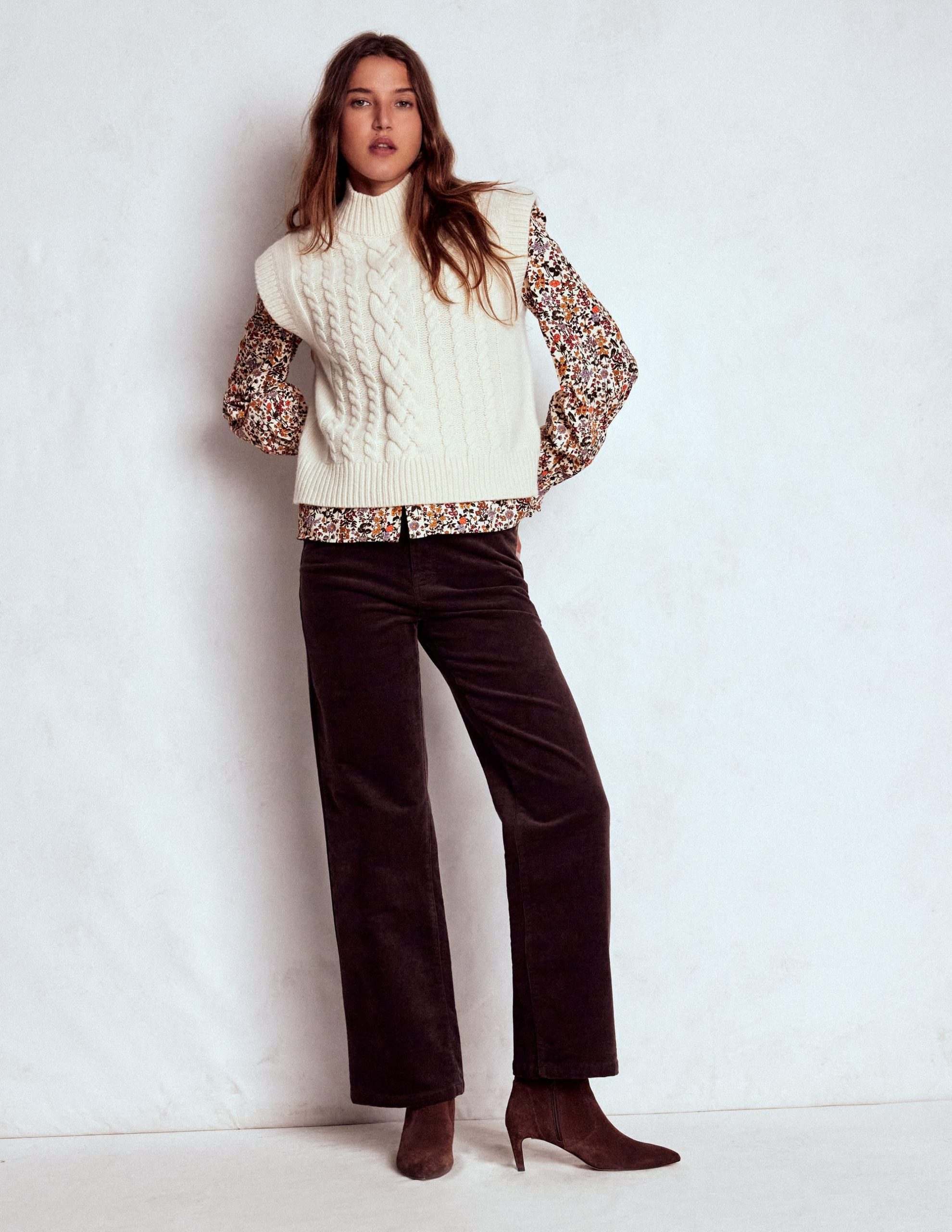 Smocked Yoke Cord Top-Ivory Floral - Image 7