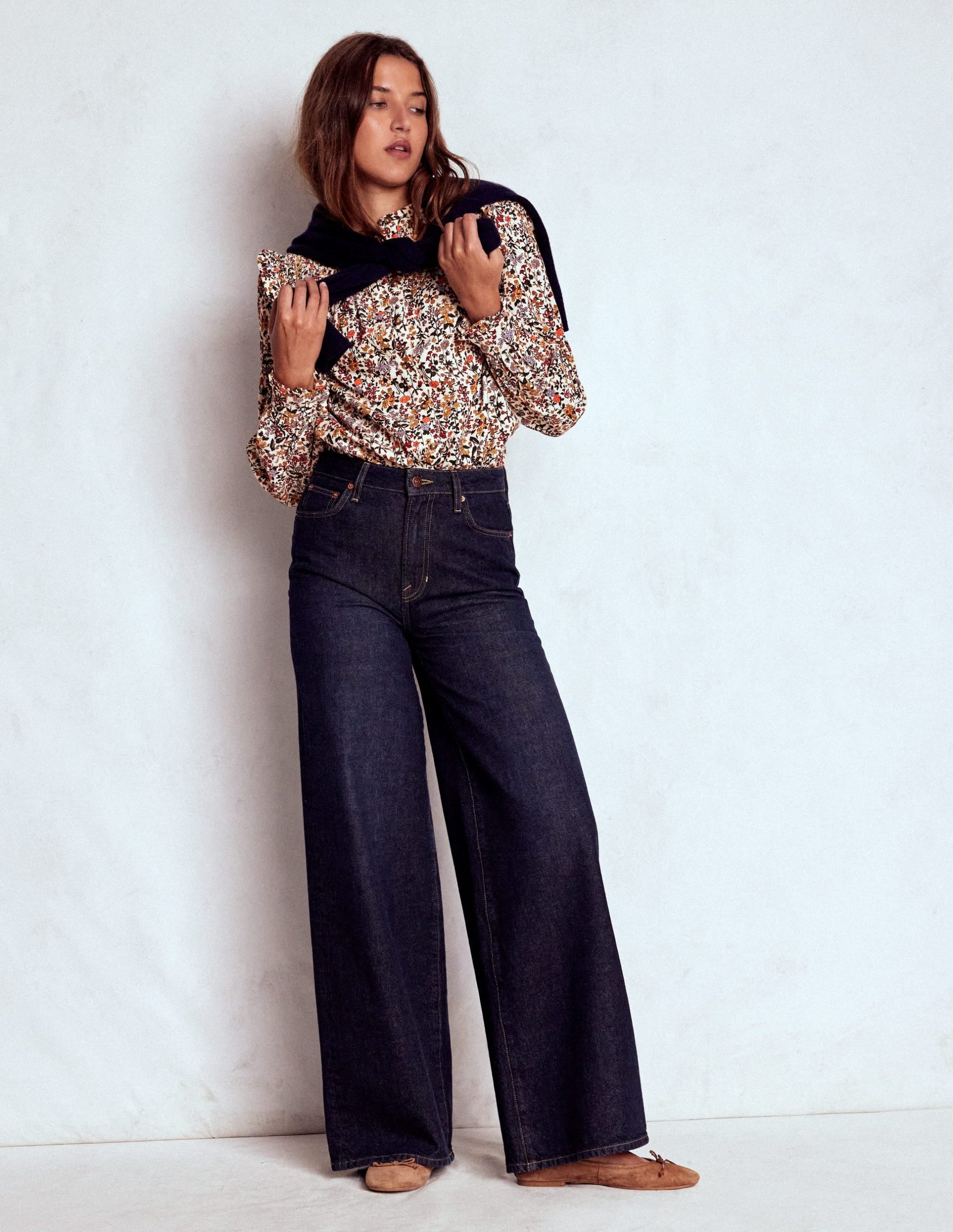 Smocked Yoke Cord Top-Ivory Floral - Image 8