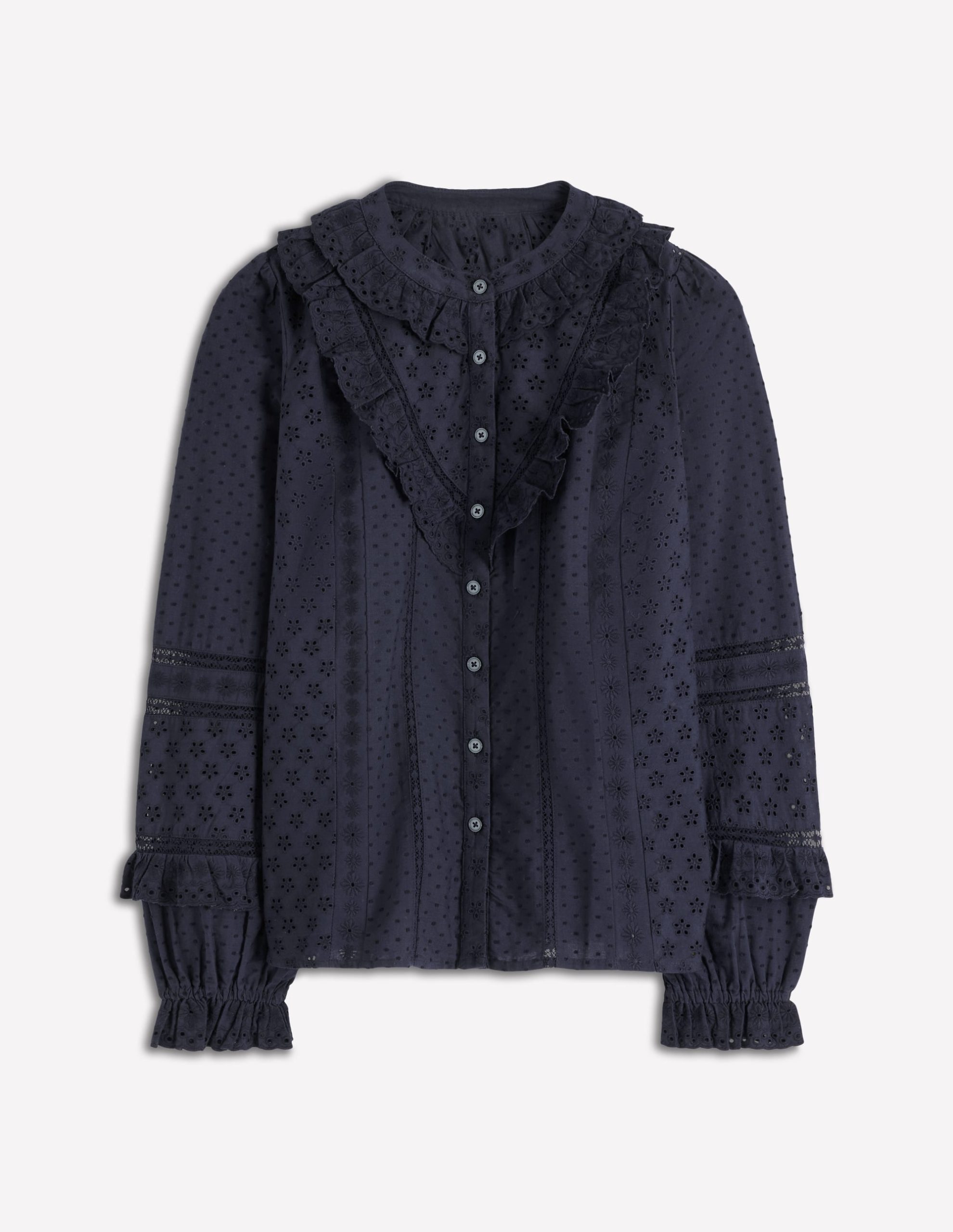 Broderie Ruffle Top-Navy - Image 5