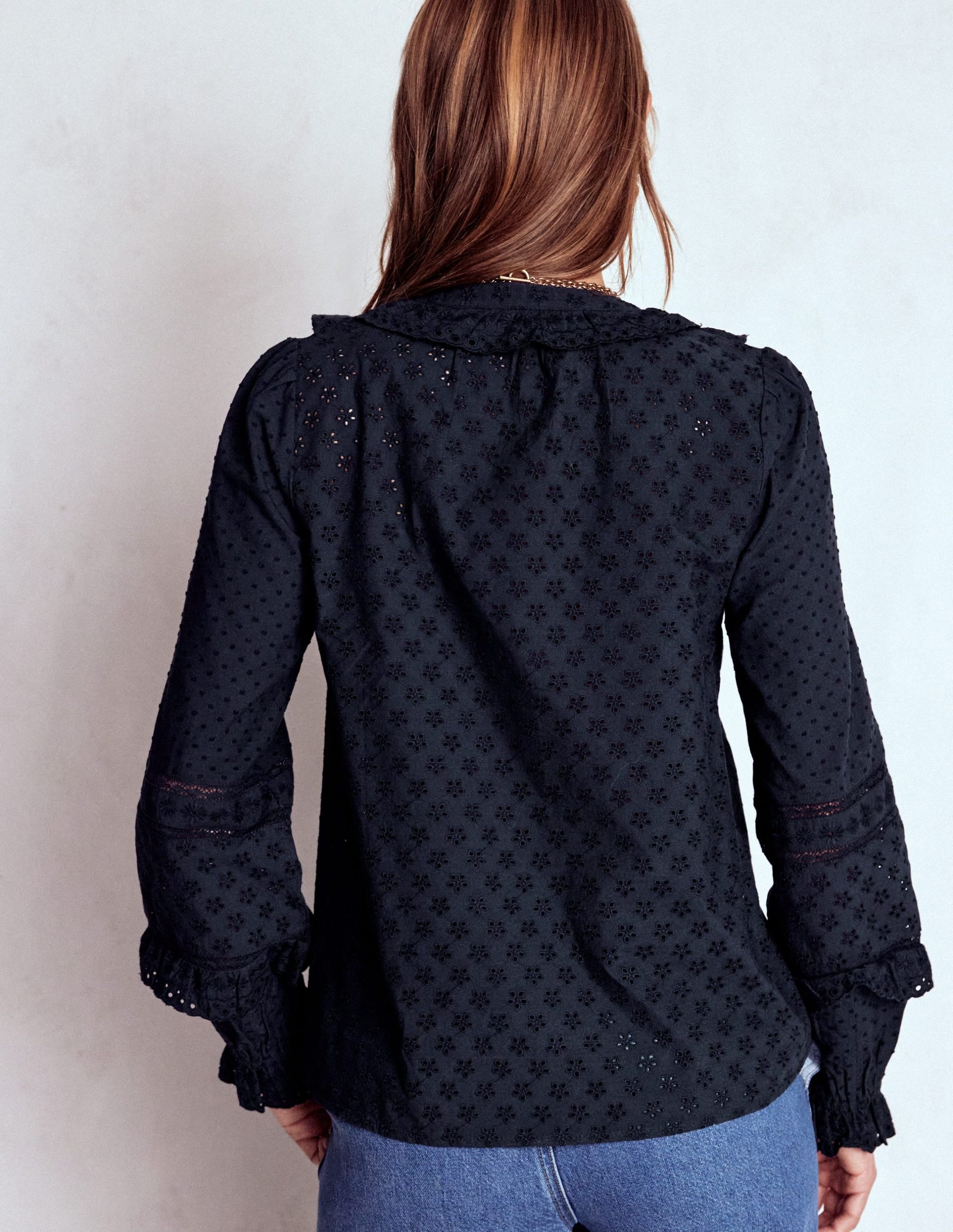 Broderie Ruffle Top-Navy - Image 3