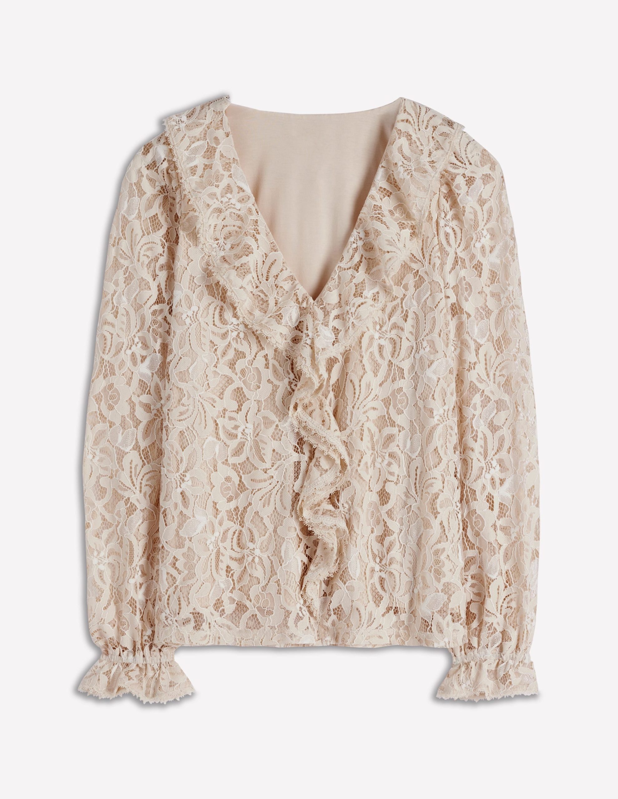 Ruffle Detail Lace Blouse-Ivory - Image 6