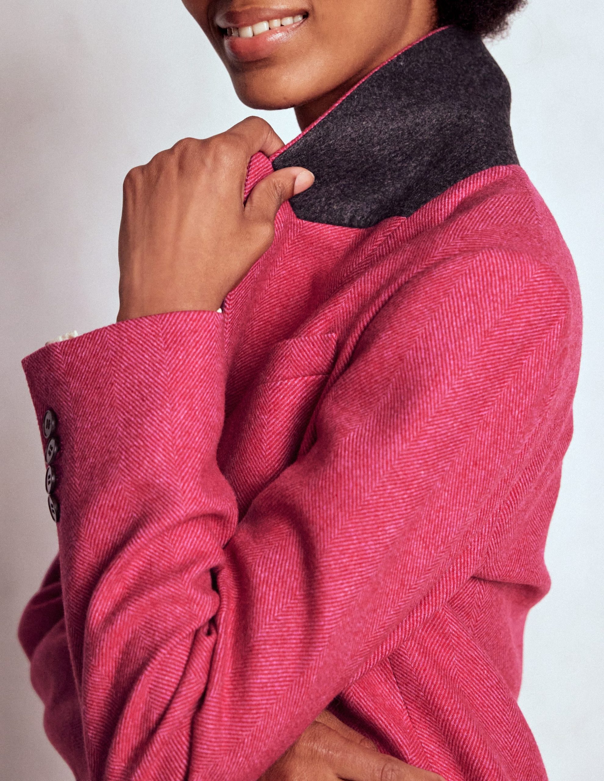 Stamford Wool-Blend Blazer-Red and Pink Wide Herringbone - Image 2