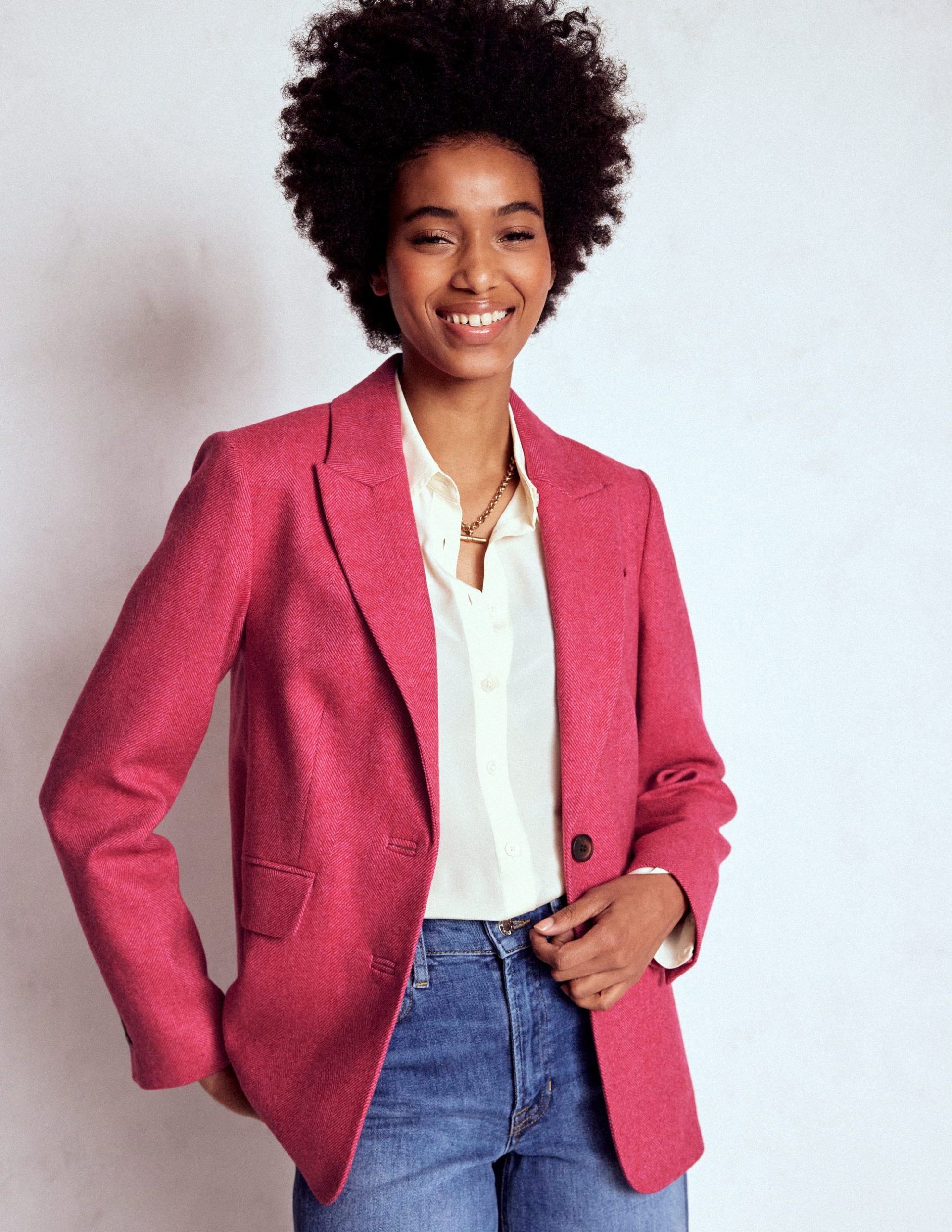Stamford Wool-Blend Blazer-Red and Pink Wide Herringbone - Image 4