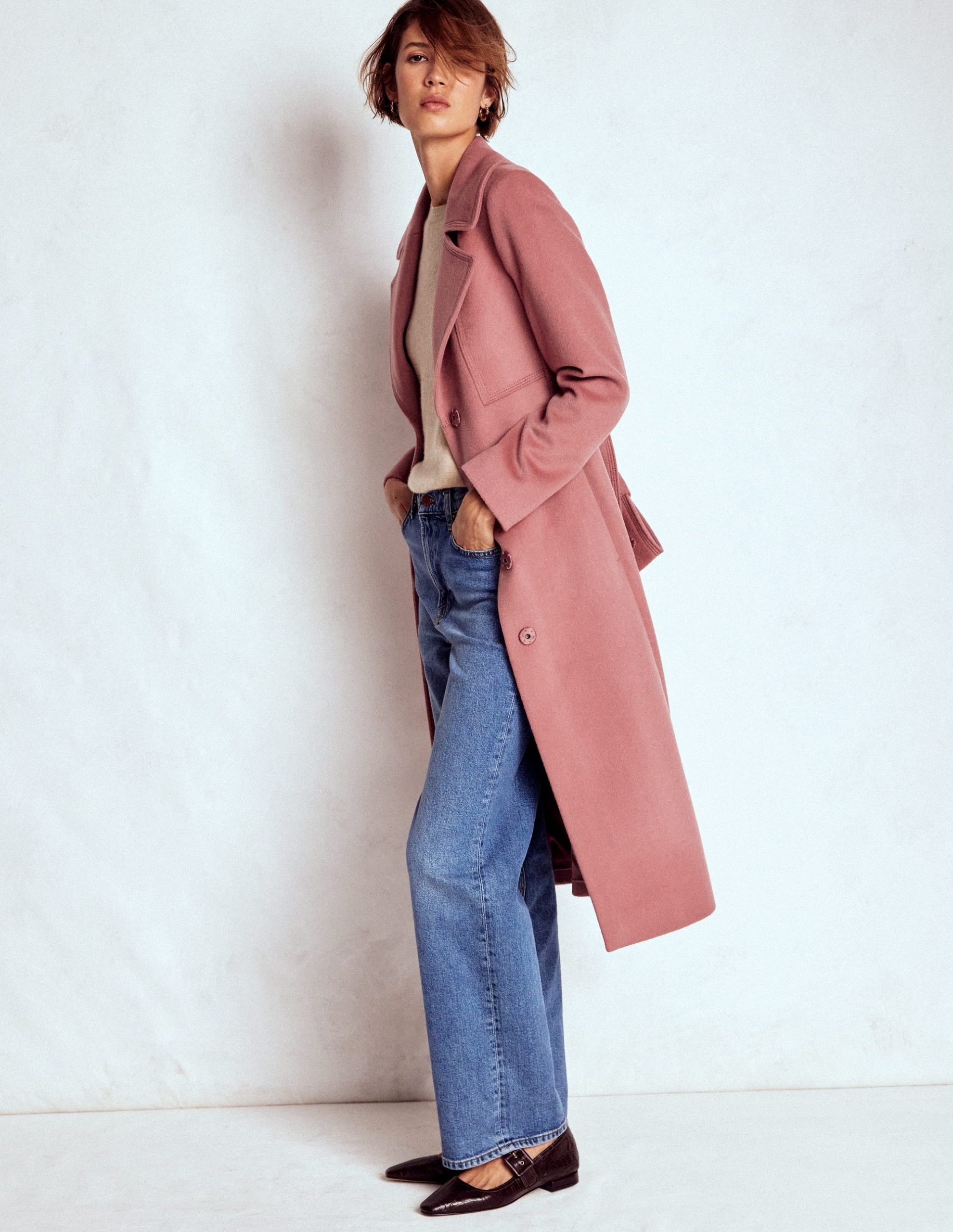 Bow Front Coat-Dusty Pink - Image 4