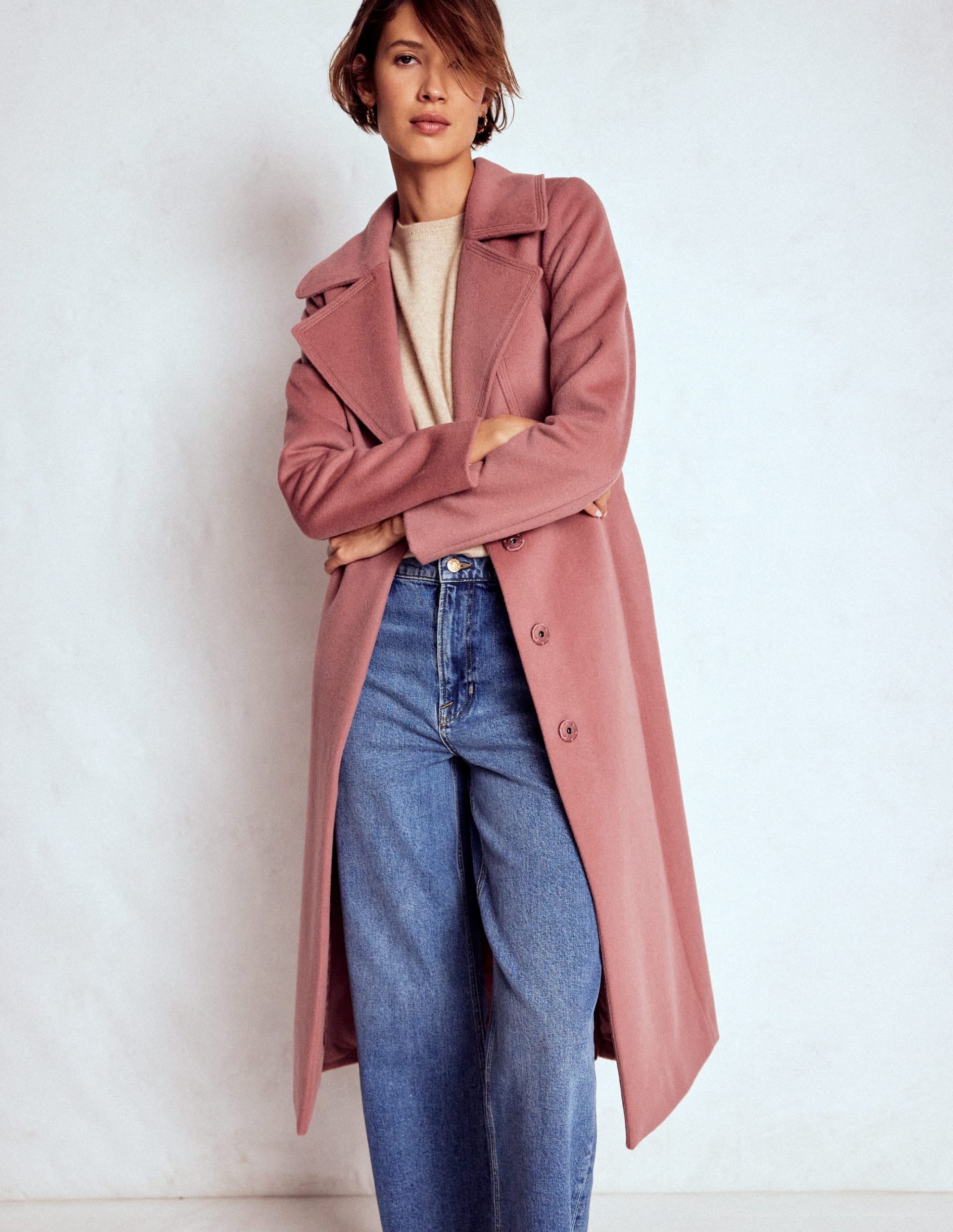Bow Front Coat-Dusty Pink - Image 5