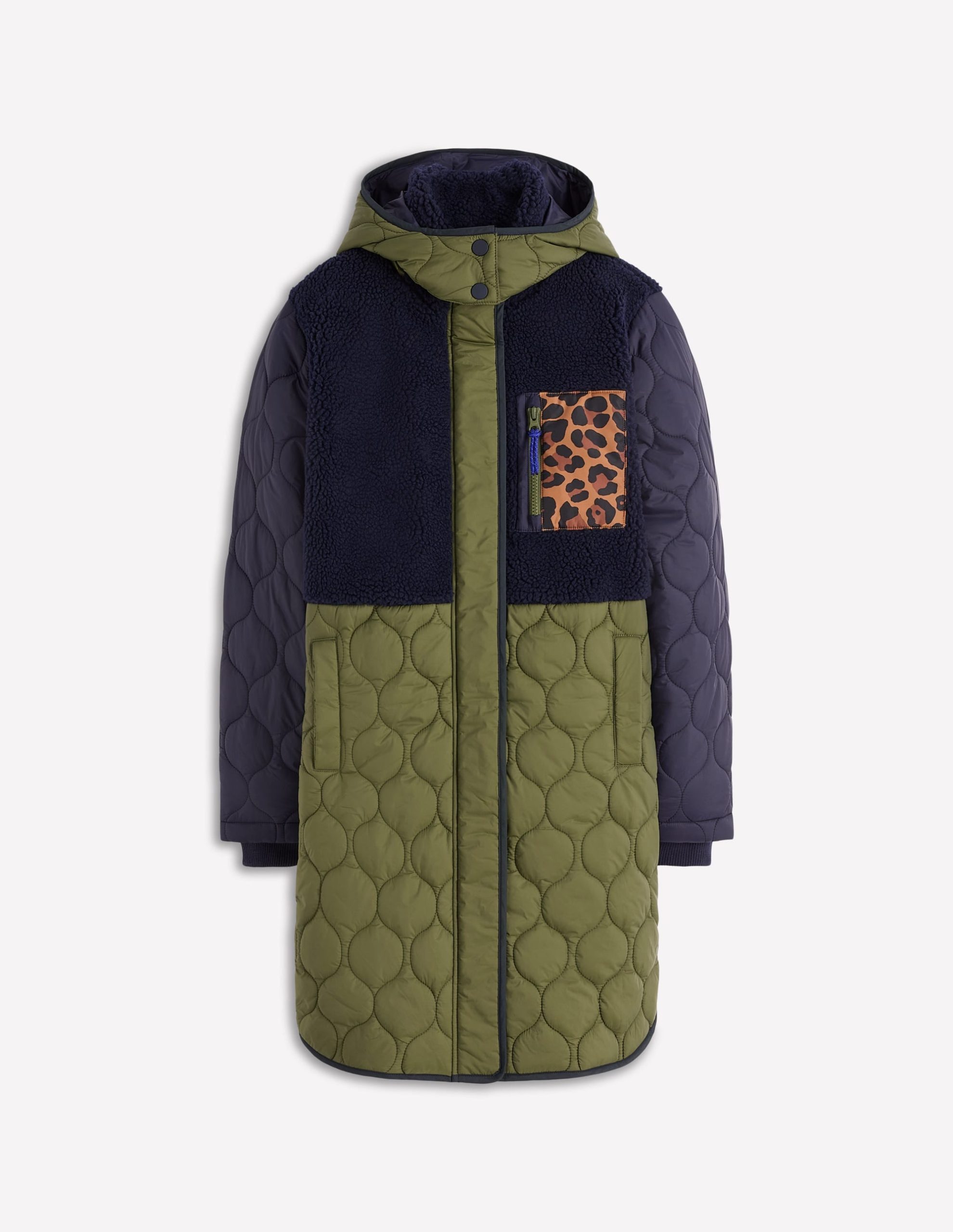 Borg Mix Coat-Navy & Khaki Mix - Image 6