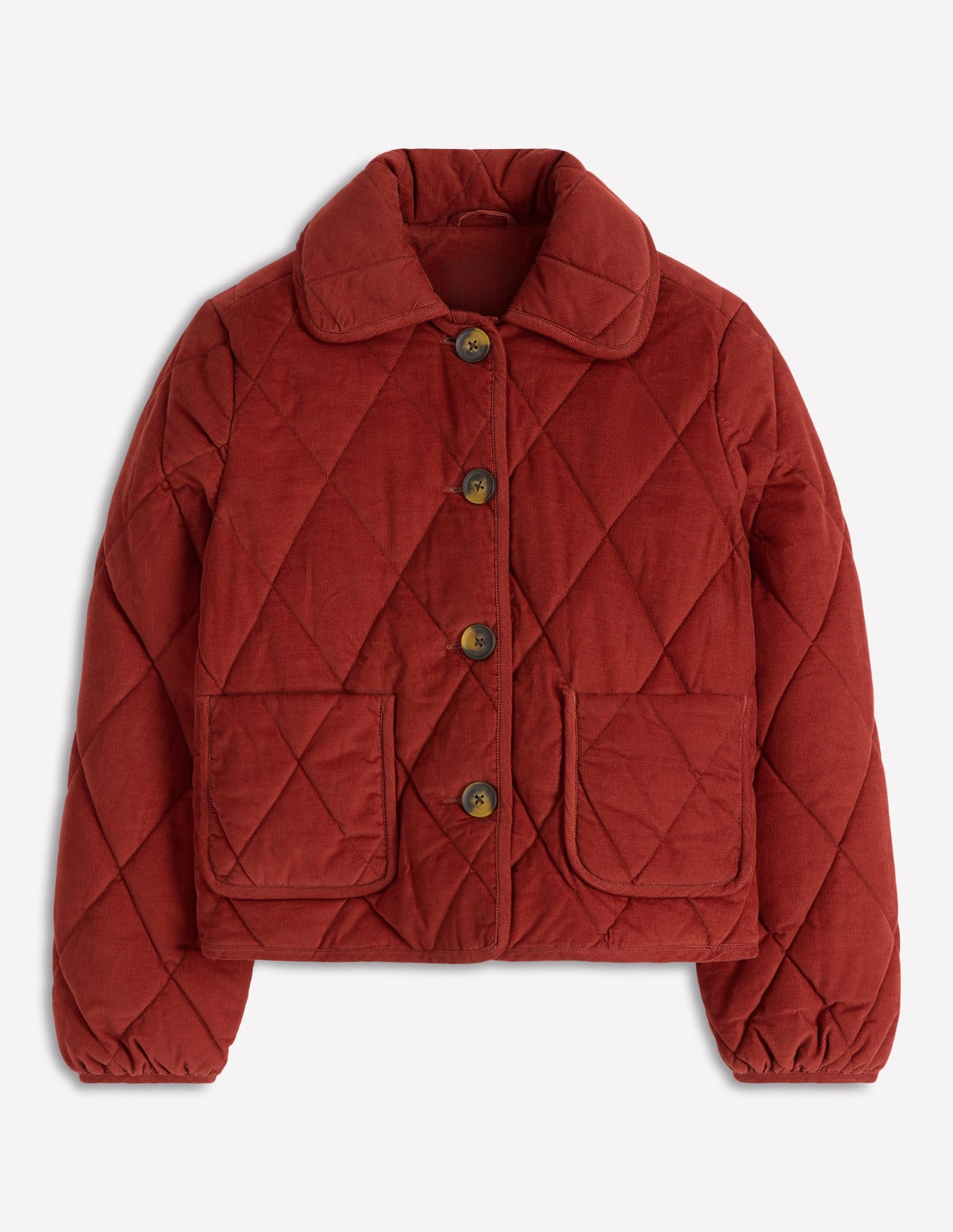 Fitzrovia Quilted Cord Jacket-Fire Brick Red - Image 6
