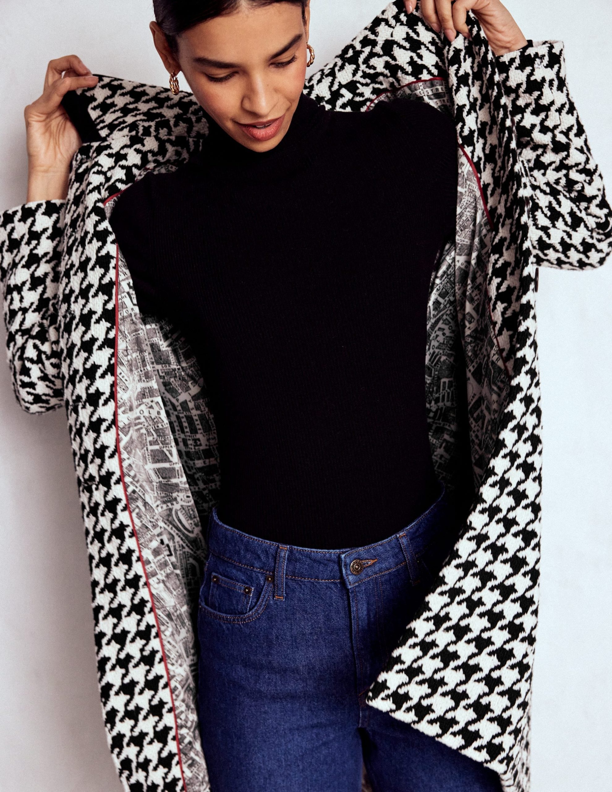 Edinburgh Swing Coat-Black Dogstooth - Image 4