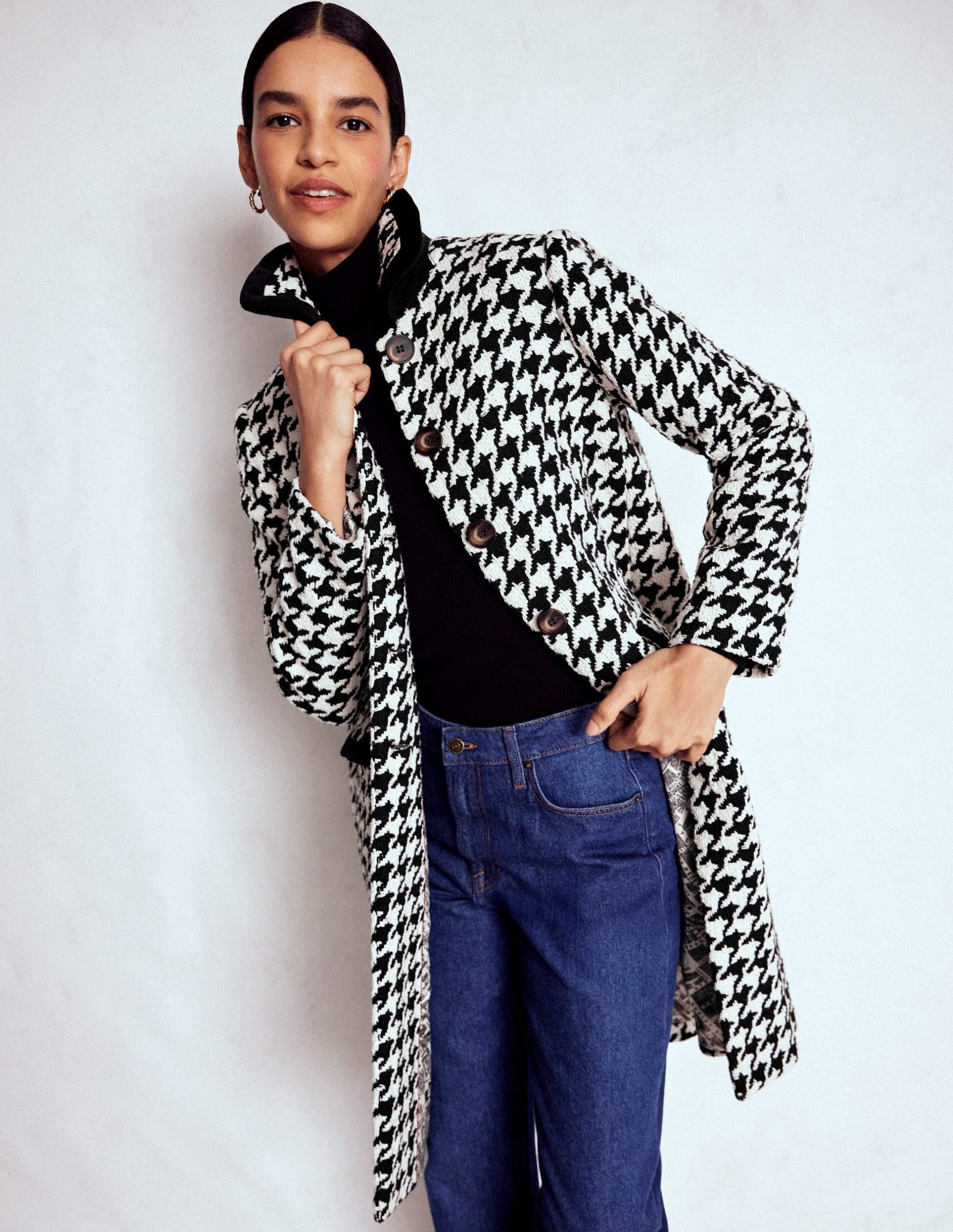 Edinburgh Swing Coat-Black Dogstooth - Image 6