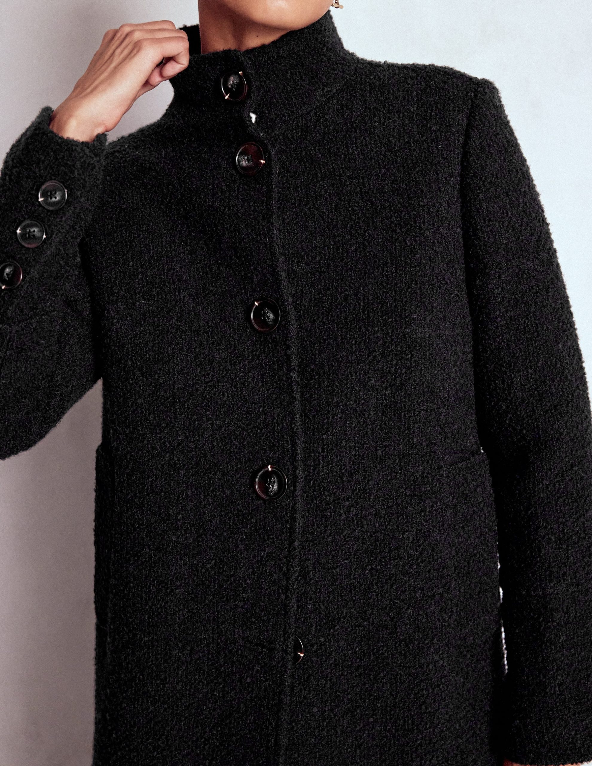 Funnel Neck Coat-Black - Image 2