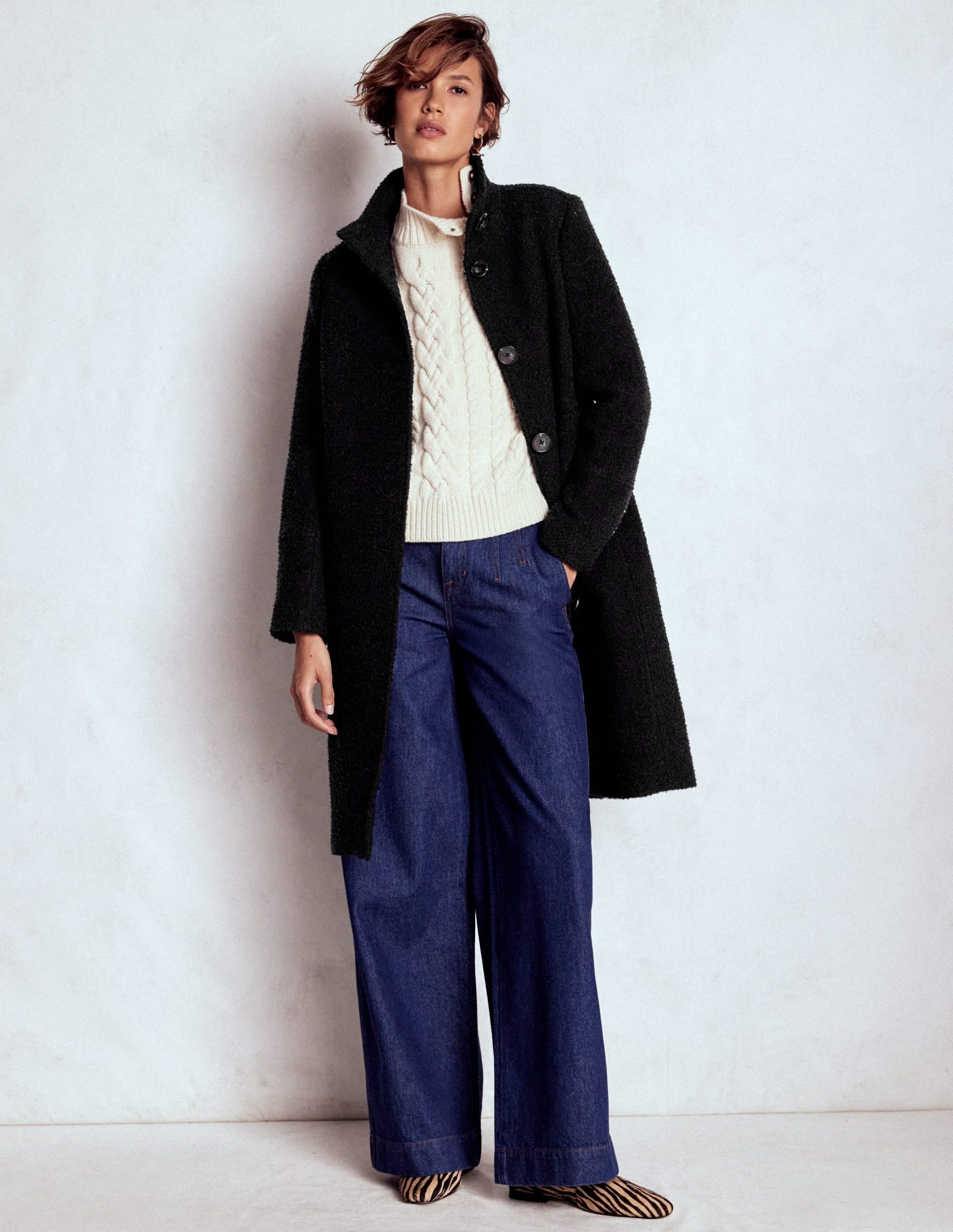 Funnel Neck Coat-Black - Image 4