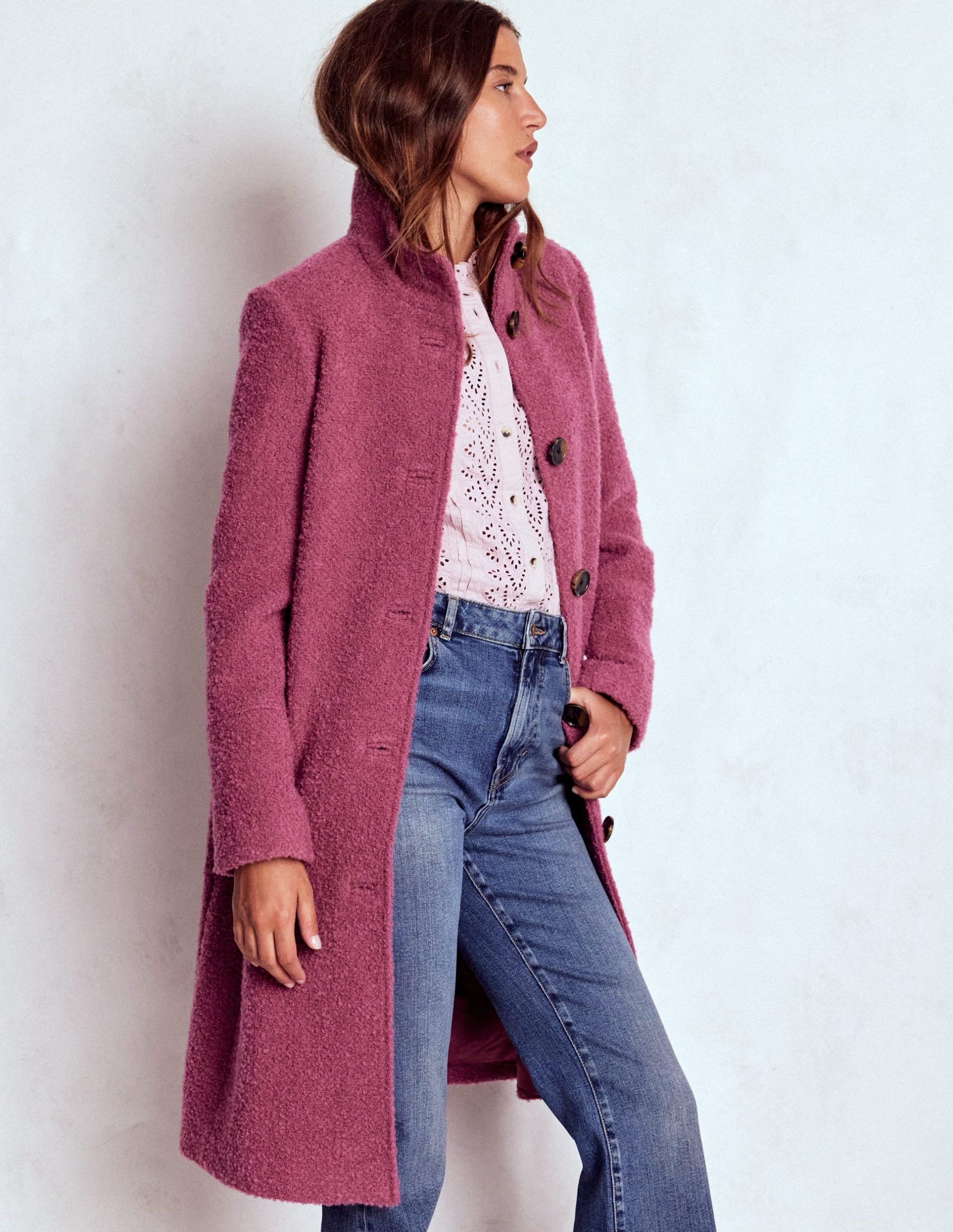 Funnel Neck Coat-Pink Heather - Image 6