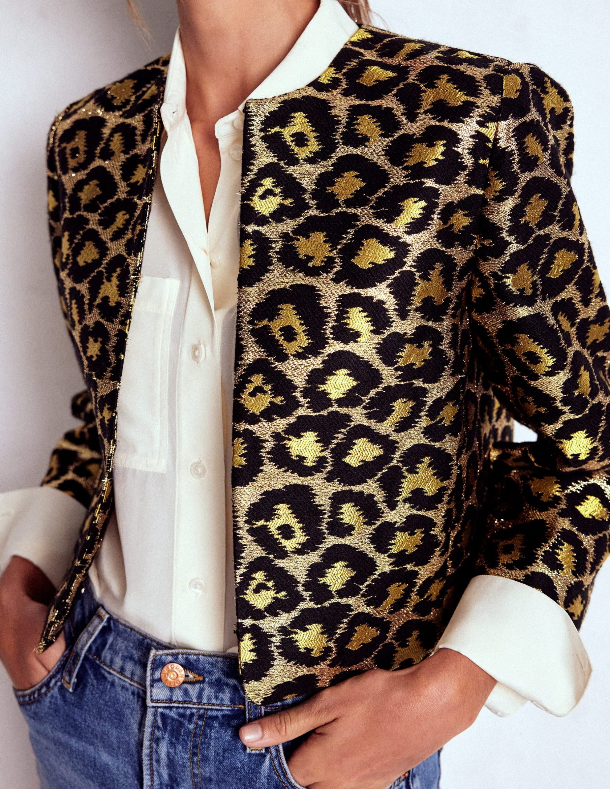 Jacquard Leopard Jacket-Leopard. Lurex Jacquard - Image 3