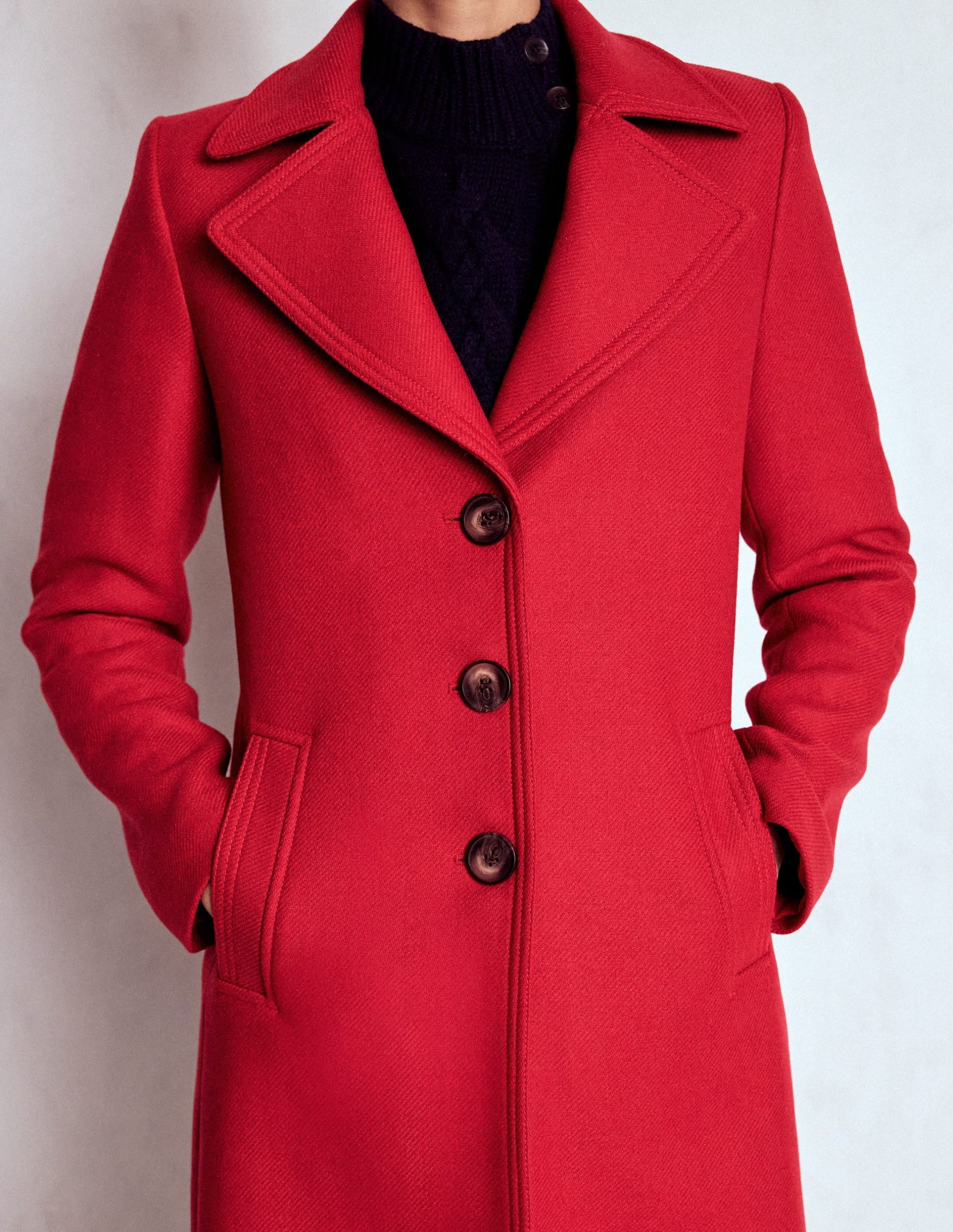 Newport Wool Coat-Cranberry Red - Image 3