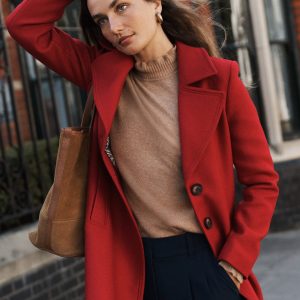 Newport Wool Coat-Cranberry Red
