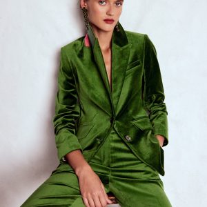 Stamford Velvet Blazer-Green Fir