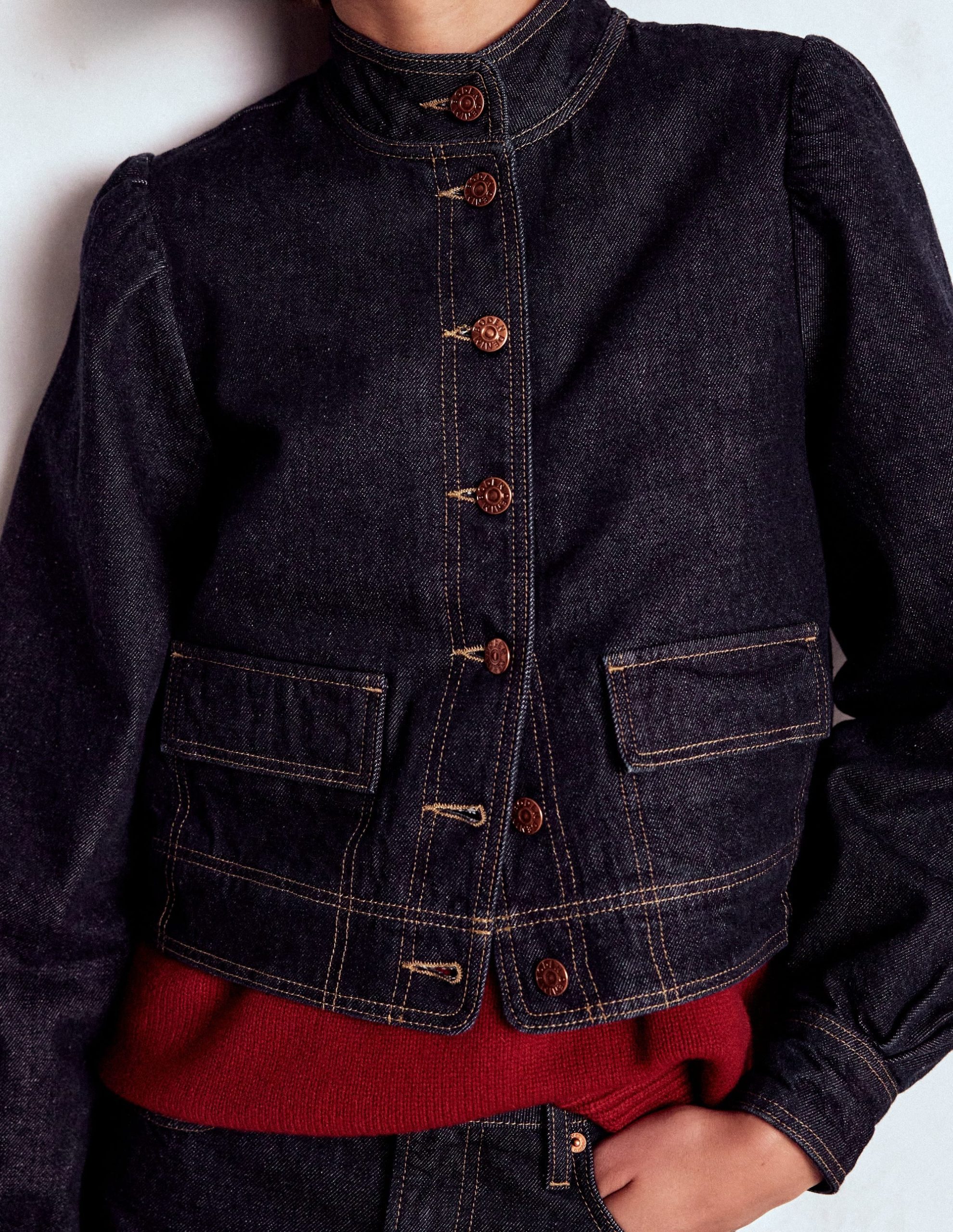 Topstitch Denim Jacket-Indigo - Image 2