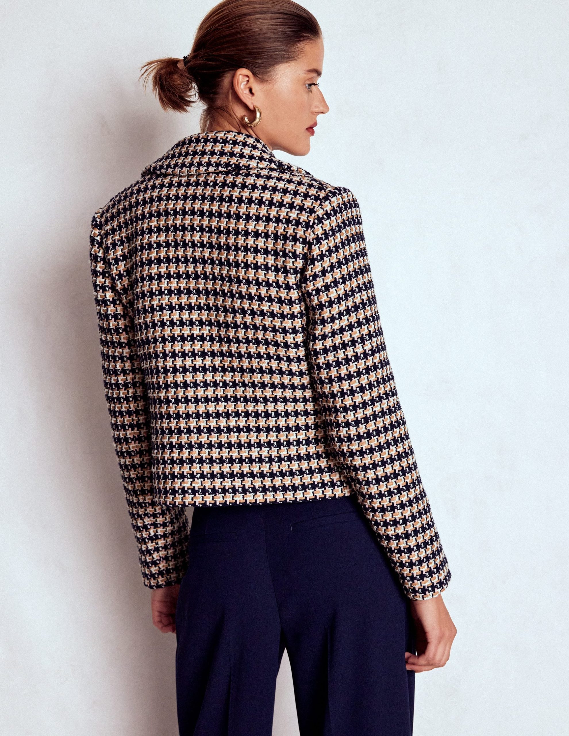 Button Up textured Jacket-CAMEL AND PINK TEXTURE - Image 4