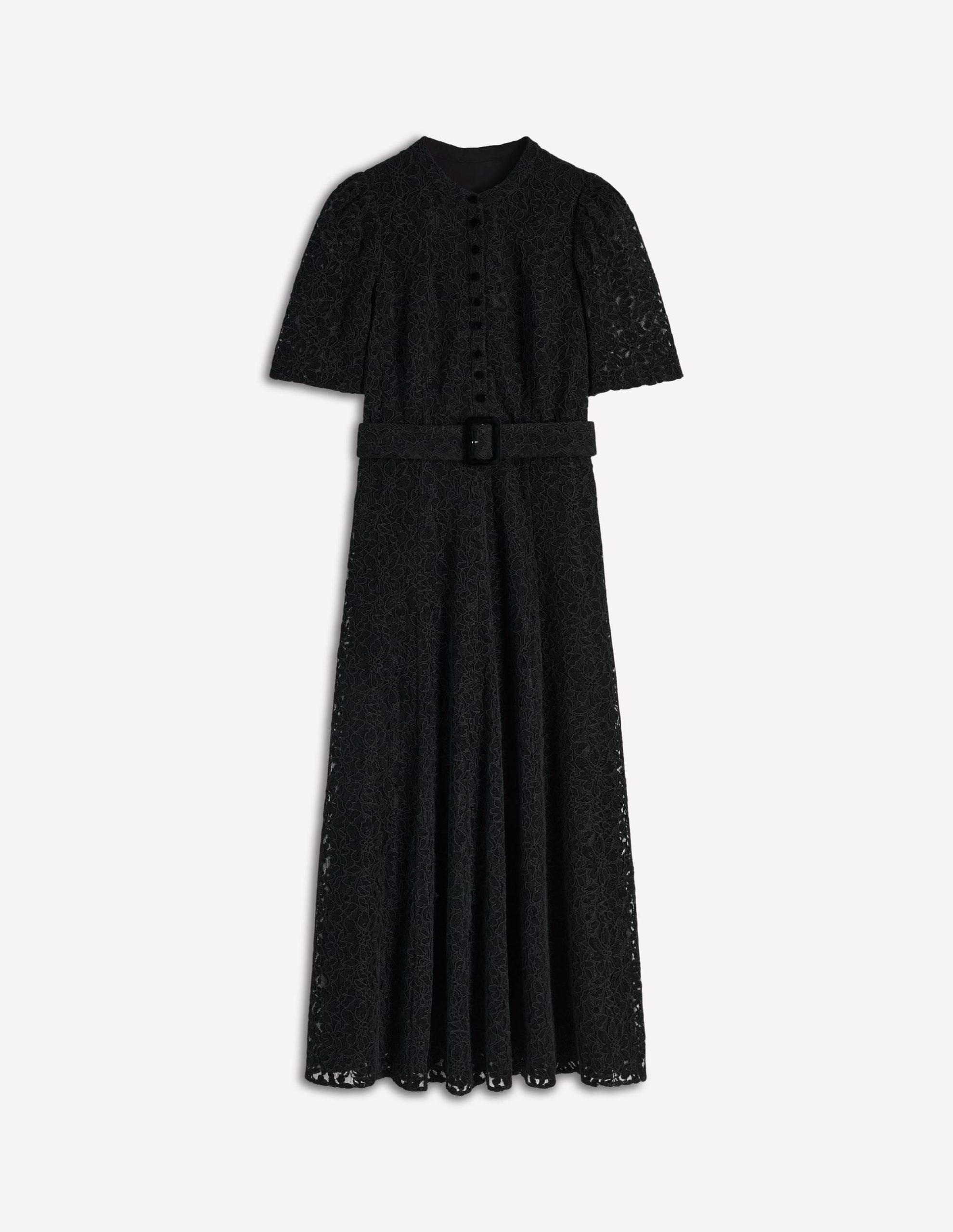 Kate Puff Sleeve Lace Dress-Black - Image 8